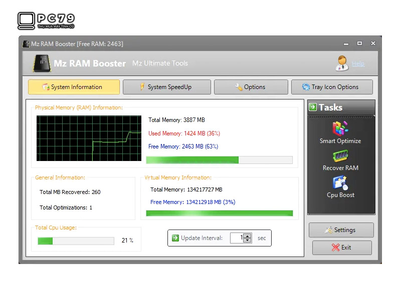 Phần mềm MZ RAM Booster