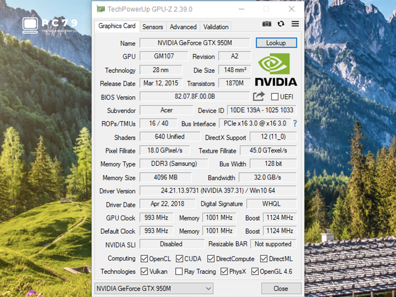 Phần mềm GPU-Z giúp biết được Card màn hình có hoạt động hay không